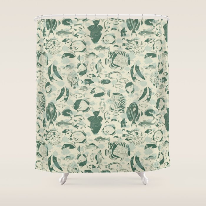 Deep Ocean Fish Family Light Shower Curtain