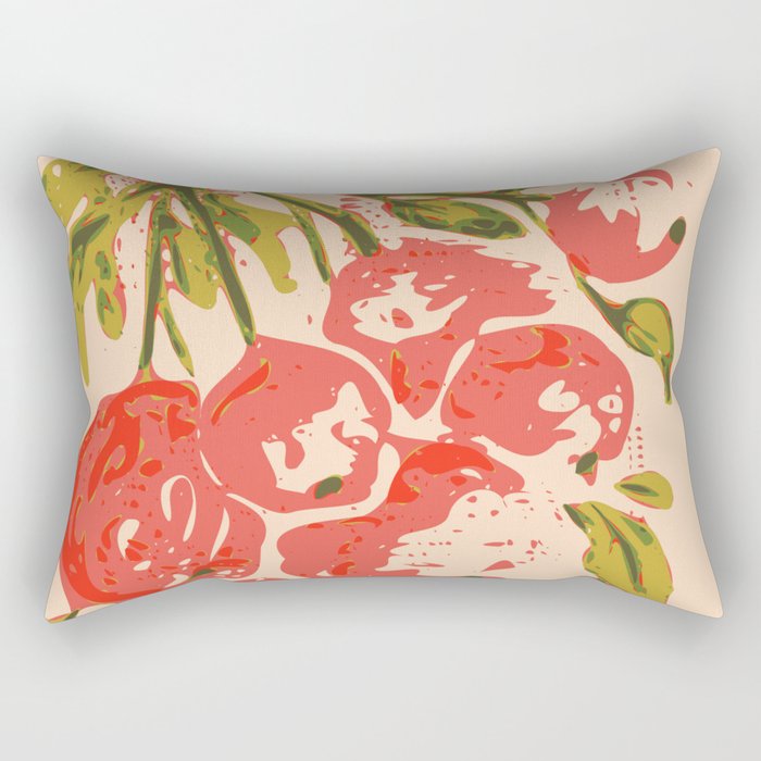 Coral Berries: Fall Florals No.19 Rectangular Pillow