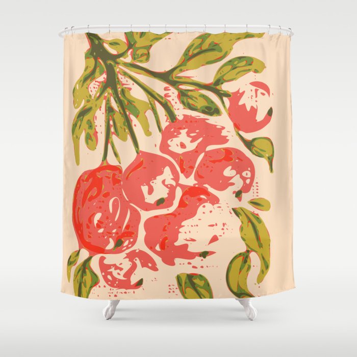 Coral Berries: Fall Florals No.19 Shower Curtain