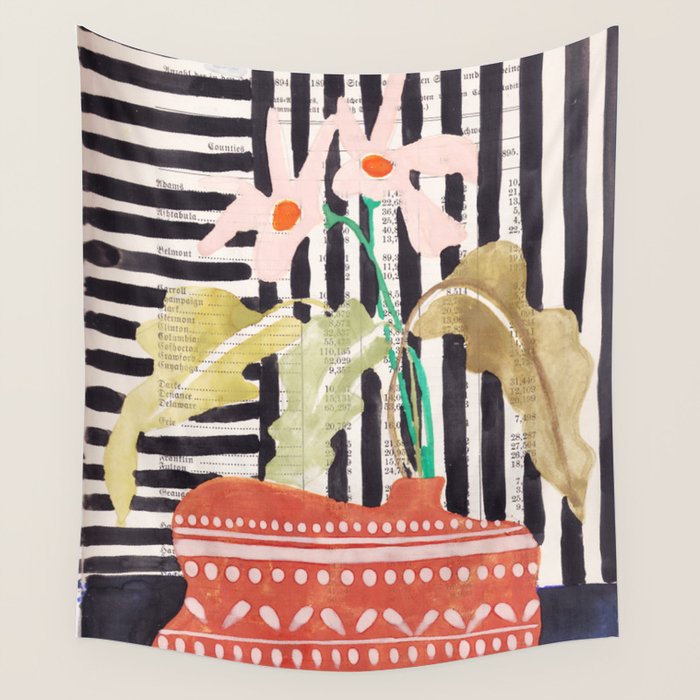 Still Life  With A Vase In Modern Style, Gouache Painting No.13 Wall Tapestry
