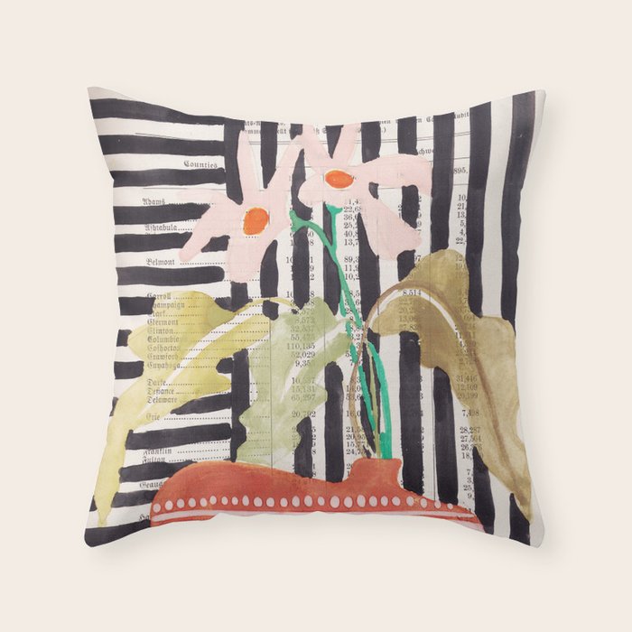 Still Life  With A Vase In Modern Style, Gouache Painting No.13 Throw Pillow