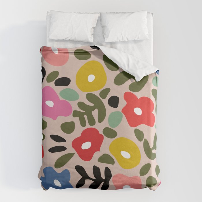 Flower Meadow In Muted Colours Duvet Cover