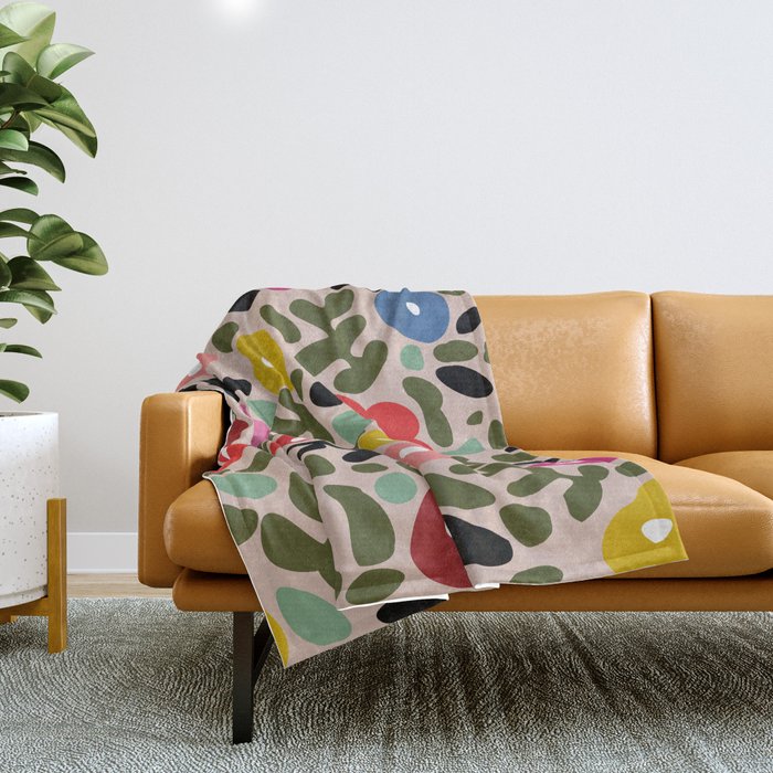 Flower Meadow In Muted Colours Throw Blanket