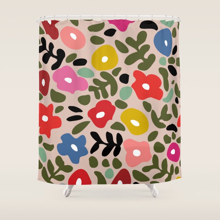 Flower Meadow In Muted Colours Shower Curtain