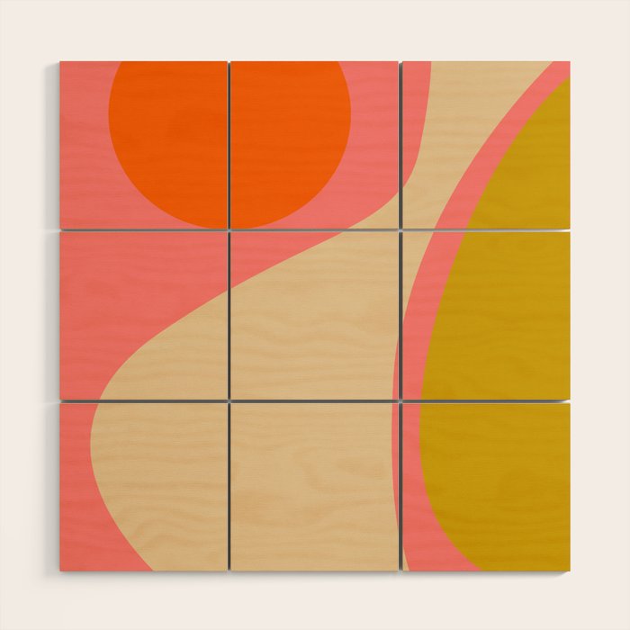 Abstract Composition Modern Blush Pink Wood Wall Art