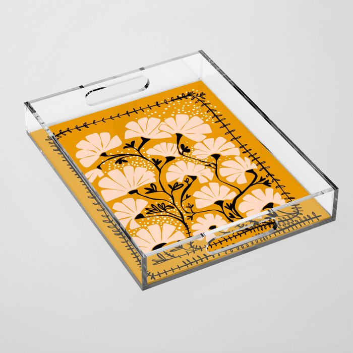 Ever Blooming Good Vibes Mustard Yellow Acrylic Tray