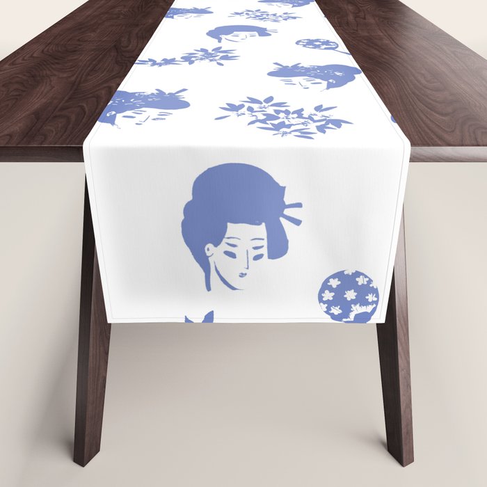 Light Blue Japanese Pattern Table Runner
