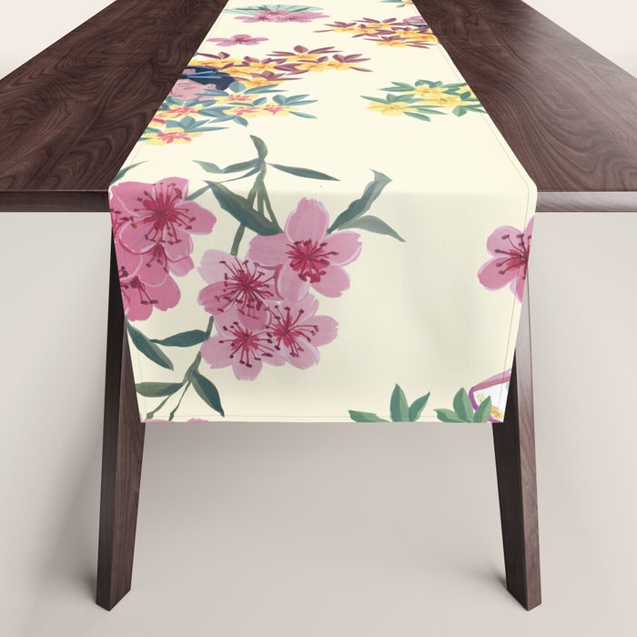 Pastel Pink Oriental Pattern Table Runner