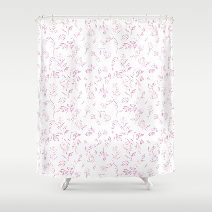 Pink Romantic Wildflowers Shower Curtain