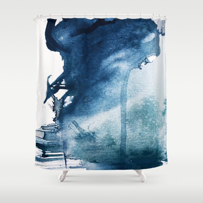 Pacific Grove: A Pretty Minimal Abstract Piece In Blue By Alyssa Hamilton Art Shower Curtain