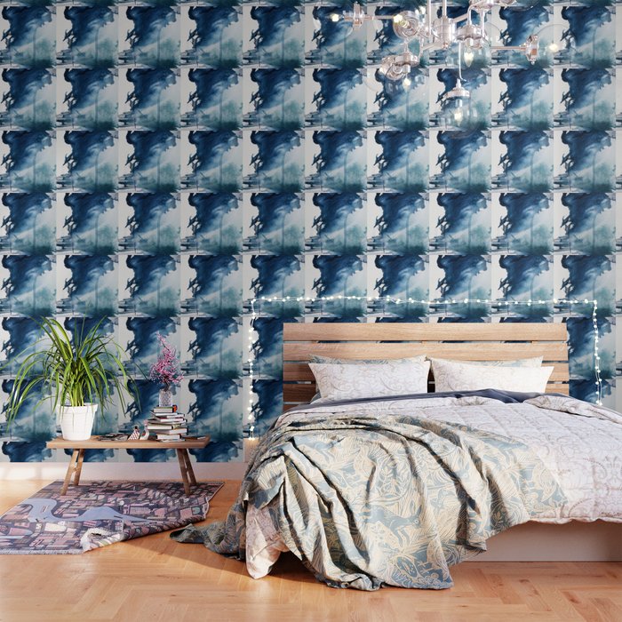 Pacific Grove: A Pretty Minimal Abstract Piece In Blue By Alyssa Hamilton Art Wallpaper