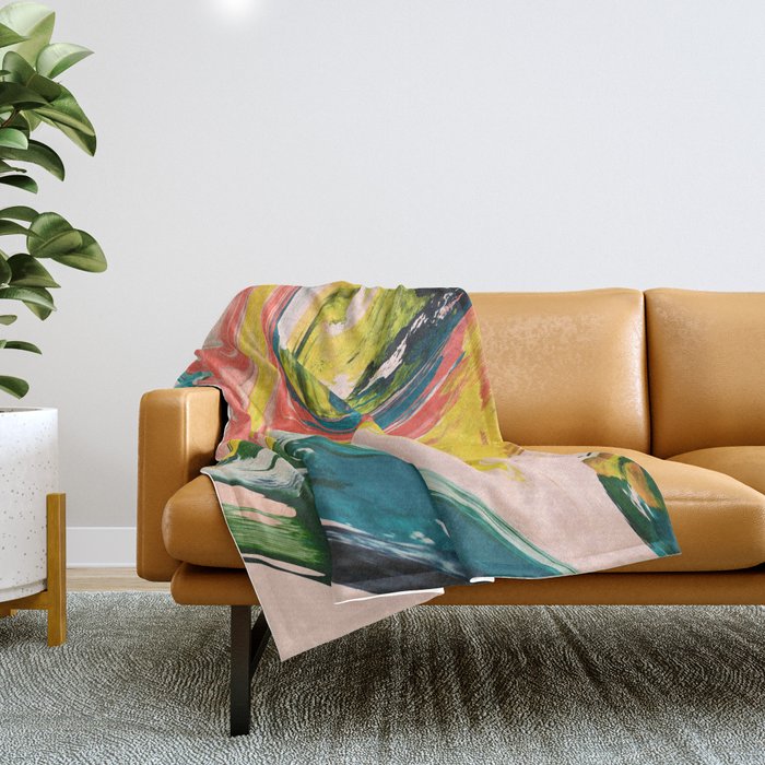 Revival: A Colorful Retro Painting By Alyssa Hamilton Art   Throw Blanket