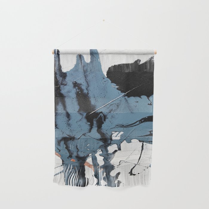 Black Diamond: A Minimal, Abstract Mixed-Media Piece In Black And Blue By Alyssa Hamilton Art Wall Hanging
