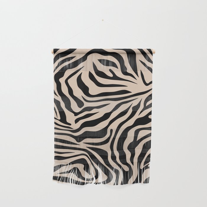 Zebra Print Zebra Stripes Wild Animal Print Zebra Pattern Modern Black And Beige Tan Light Brown Wall Hanging