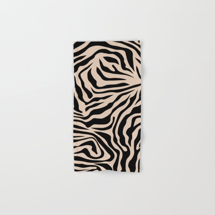 Zebra Print Zebra Stripes Wild Animal Print Zebra Pattern Modern Black And Beige Tan Light Brown Bath Towel