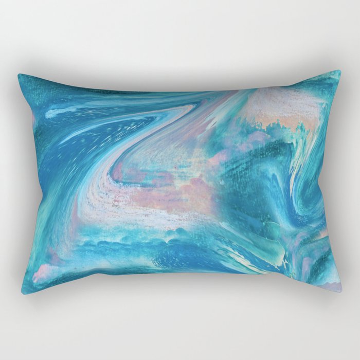 Gemstone [1]: A Melted Abstract Watercolor Design In Blue Pink And Green By Alyssa Hamilton Art  Rectangular Pillow