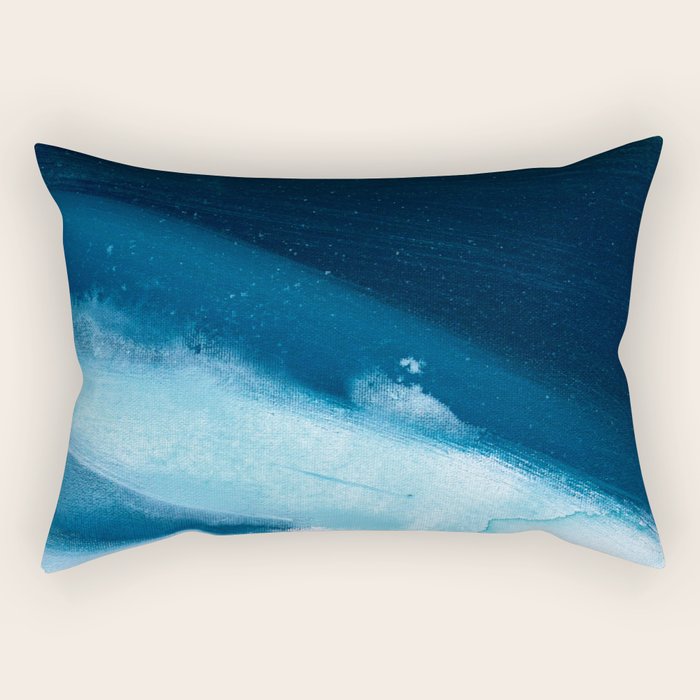 Believe: A Minimal, Abstract Painting In White And Blue By Alyssa Hamilton Art  Rectangular Pillow