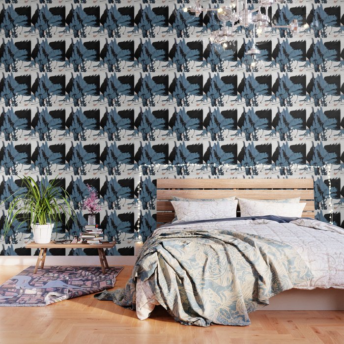 Black Diamond: A Minimal, Abstract Mixed-Media Piece In Black And Blue By Alyssa Hamilton Art Wallpaper