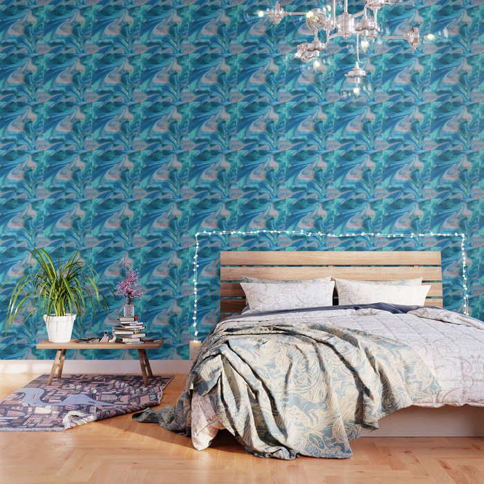 Gemstone [1]: A Melted Abstract Watercolor Design In Blue Pink And Green By Alyssa Hamilton Art  Wallpaper