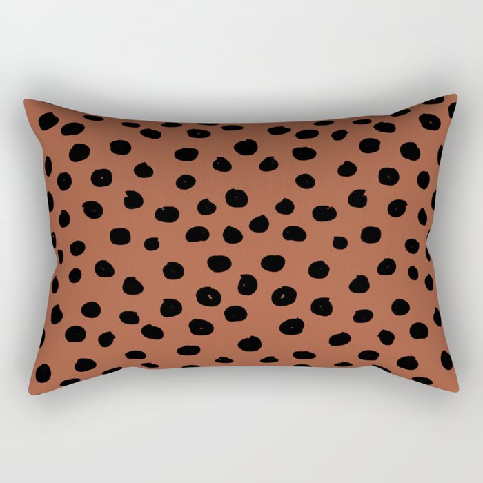 Leopard Print Rust Animal Print Brushstroke Polka Dots Dalmatian Cheetah Spots Boho Decor Minimal Rectangular Pillow