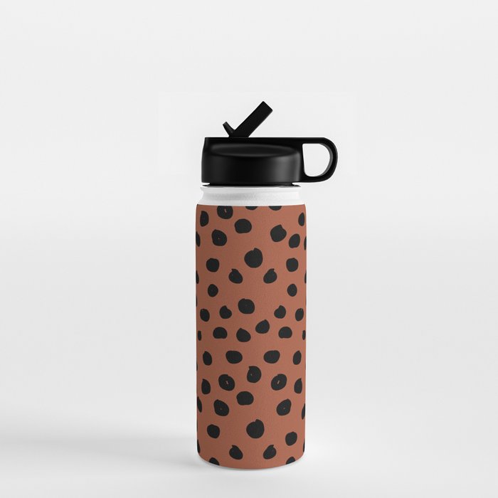 Leopard Print Rust Animal Print Brushstroke Polka Dots Dalmatian Cheetah Spots Boho Decor Minimal Water Bottle