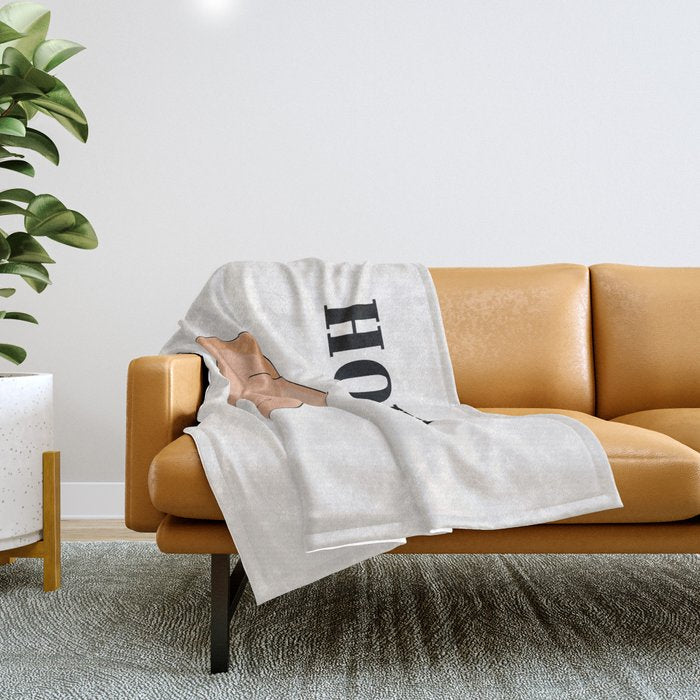 Howdy - Cowboy Hat Neutral Beige Throw Blanket