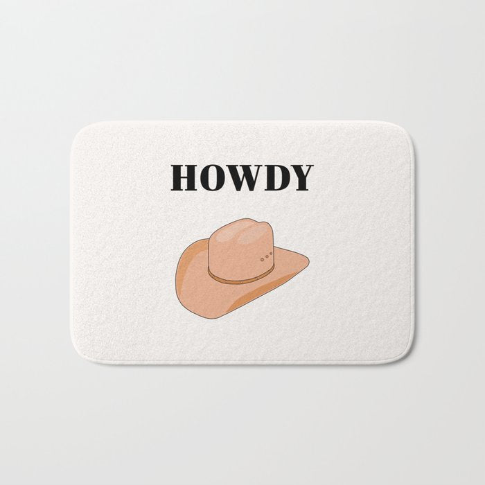 Howdy - Cowboy Hat Neutral Beige Bath Mat