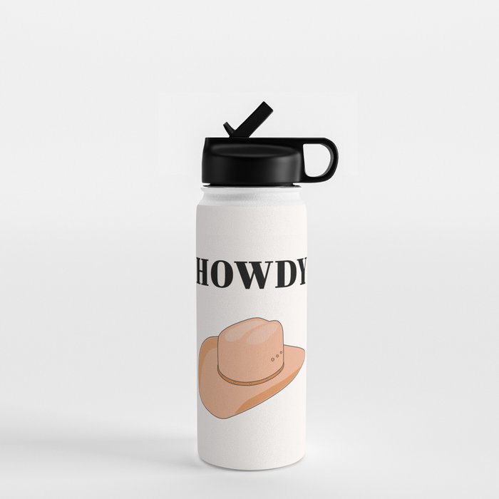 Howdy - Cowboy Hat Neutral Beige Water Bottle