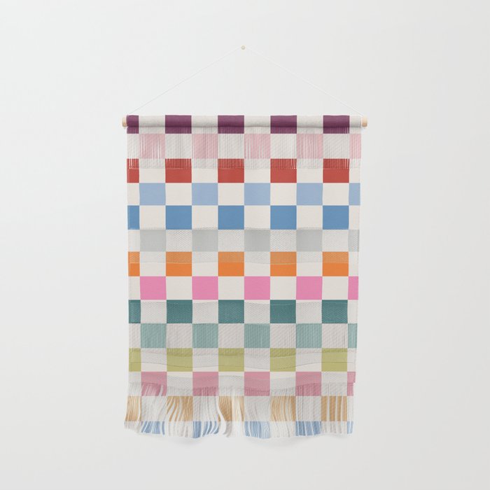 Checkered Retro Colorful Check Pattern Wall Hanging