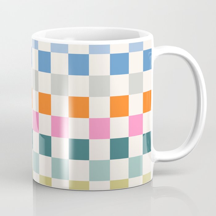 Checkered Retro Colorful Check Pattern Coffee Mug