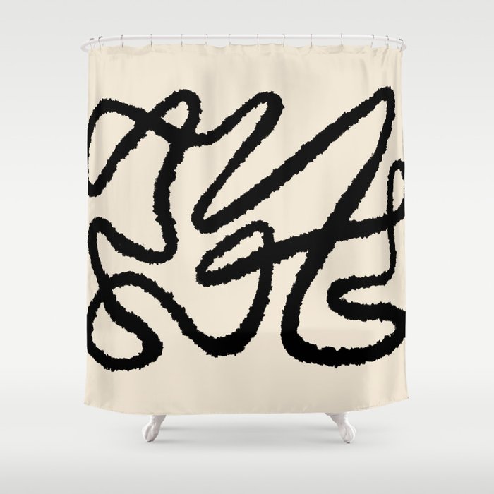 Line Art Abstract Black 1 Shower Curtain