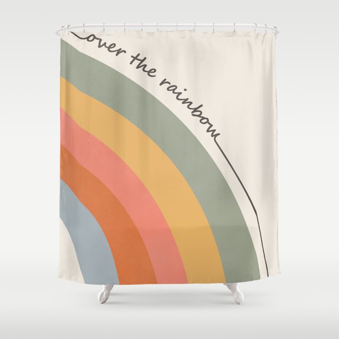 Retro Boho Rainbow With Quote Shower Curtain