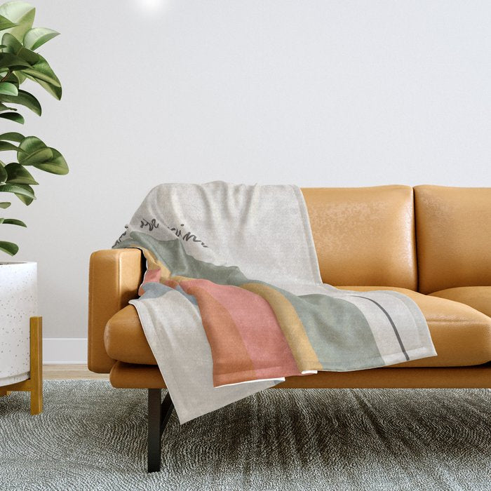 Retro Boho Rainbow With Quote Throw Blanket