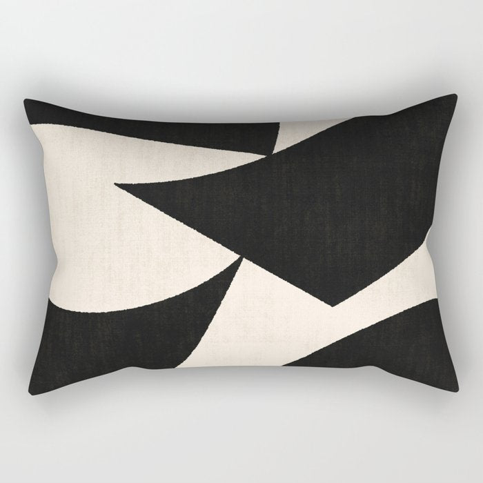 Cut-Out Abstract Modern Shapes - Black Rectangular Pillow