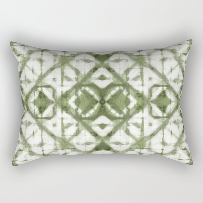 Shibori Olive Diamond Tie Dye Patetrn Rectangular Pillow