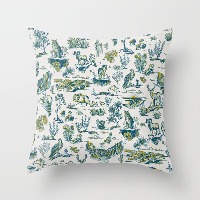 Grand Canyon National Park Wildlife Pattern Throw Pillow
