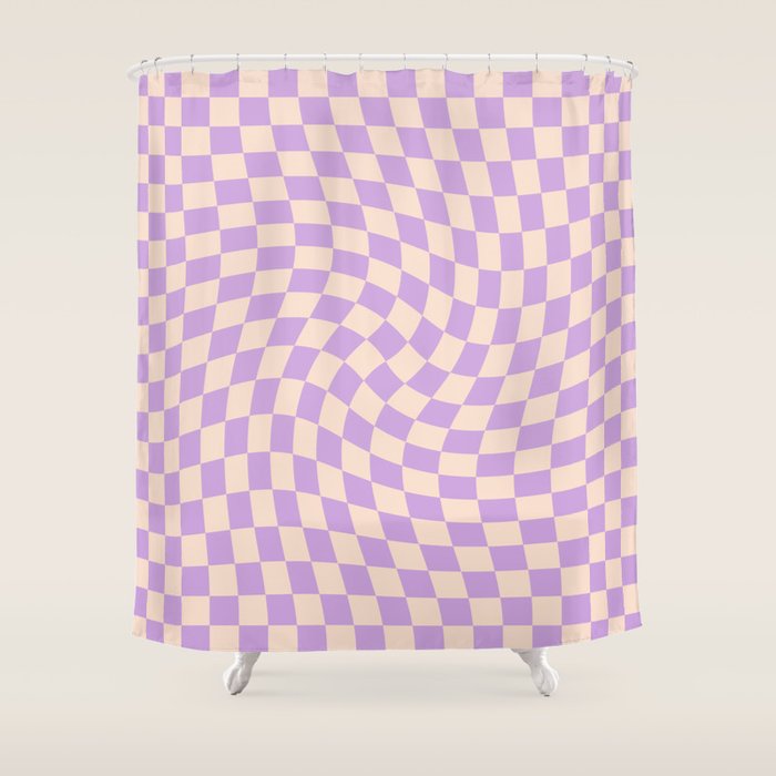 Check V - Lilac Twist â Checkerboard Print Shower Curtain