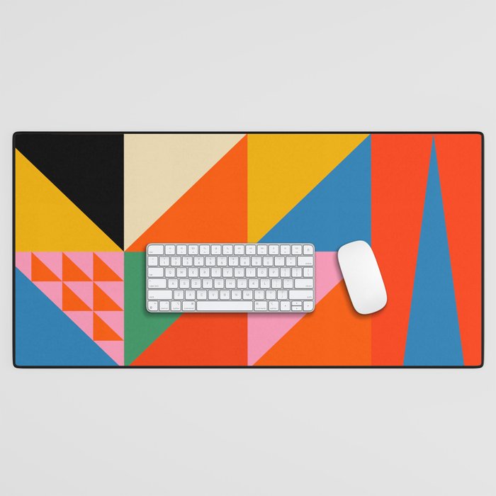 Geometric Abstraction In Colorful Shapes   Desk Mat