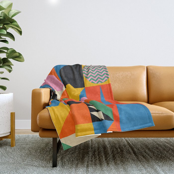 Geometric Abstraction In Colorful Shapes   Throw Blanket