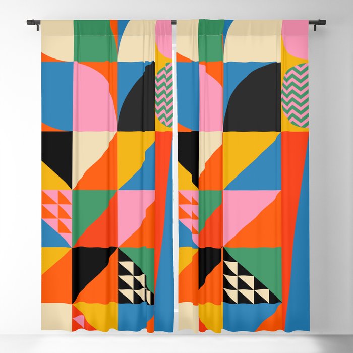 Geometric Abstraction In Colorful Shapes   Window Curtain