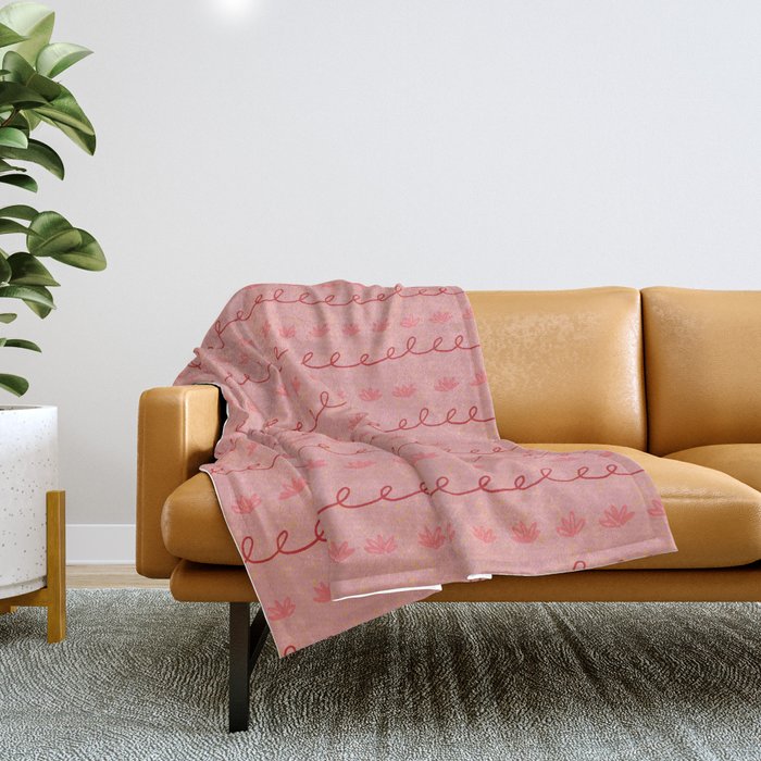 Abstract Cookie Pattern Doodle In Red & Peach Pink Throw Blanket