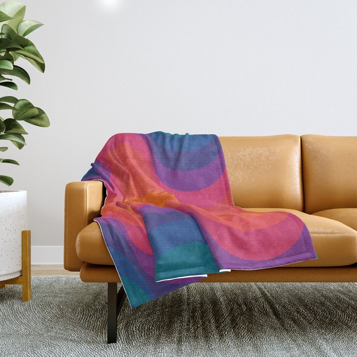 Retro Sacred Geometry | 80s Wavy Vibe Throw Blanket