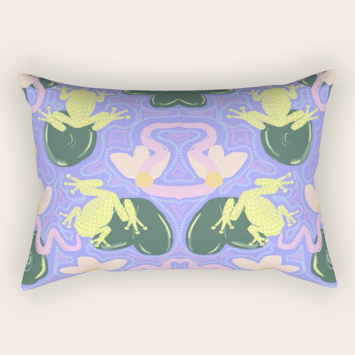 Feeling Froggy Periwinkle Blue Pattern Rectangular Pillow