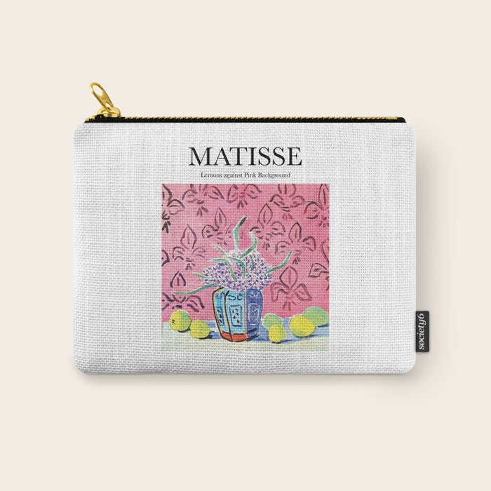Lemons Against Pink Background By Henri Matisse - Artwork Design Carry All Pouch