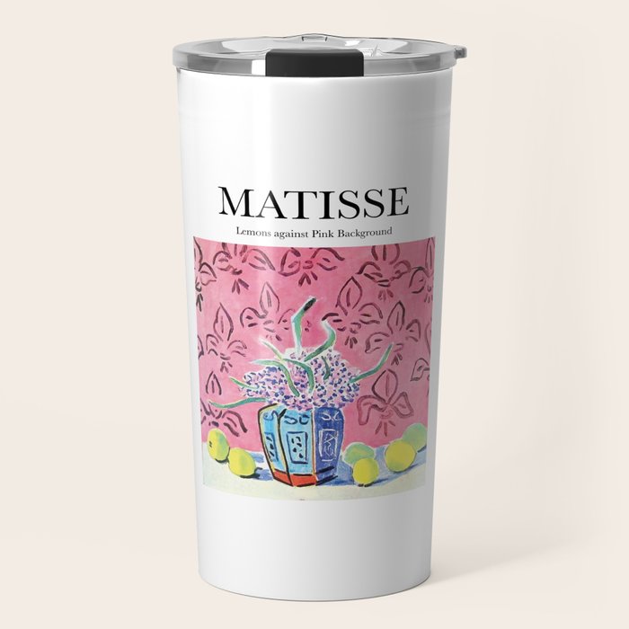 Lemons Against Pink Background By Henri Matisse - Artwork Design Travel Mug
