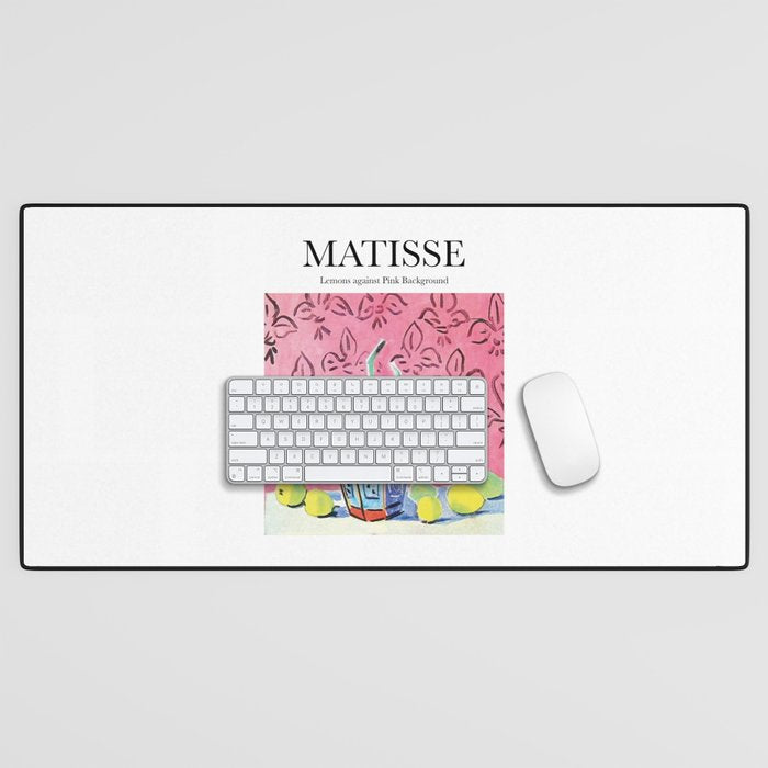 Lemons Against Pink Background By Henri Matisse - Artwork Design Desk Mat