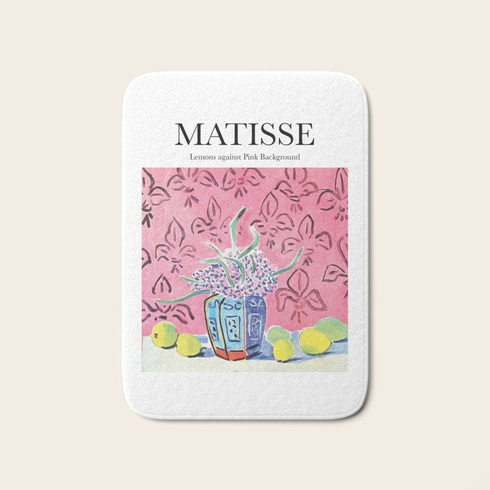 Lemons Against Pink Background By Henri Matisse - Artwork Design Bath Mat