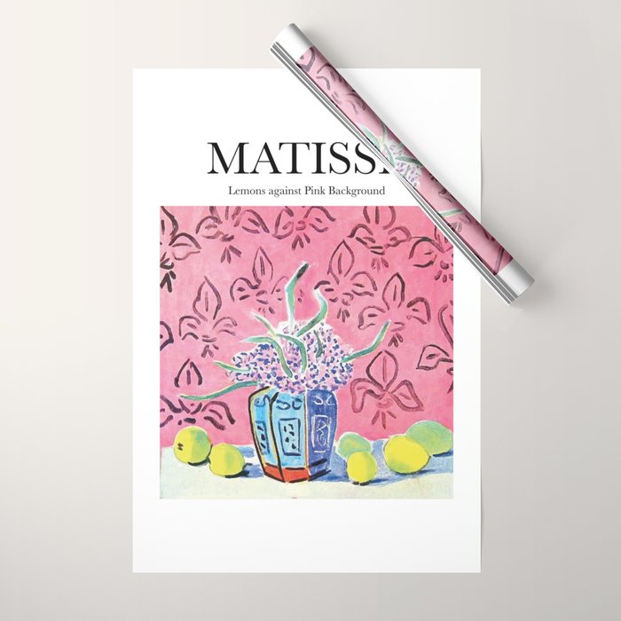 Lemons Against Pink Background By Henri Matisse - Artwork Design Wrapping Paper