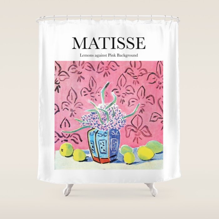 Lemons Against Pink Background By Henri Matisse - Artwork Design Shower Curtain