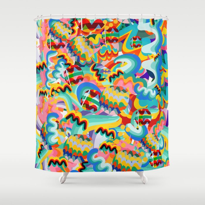 Colorful Abstract Graffiti Pop Art Pattern Design By Emmanuel Signorino  Shower Curtain